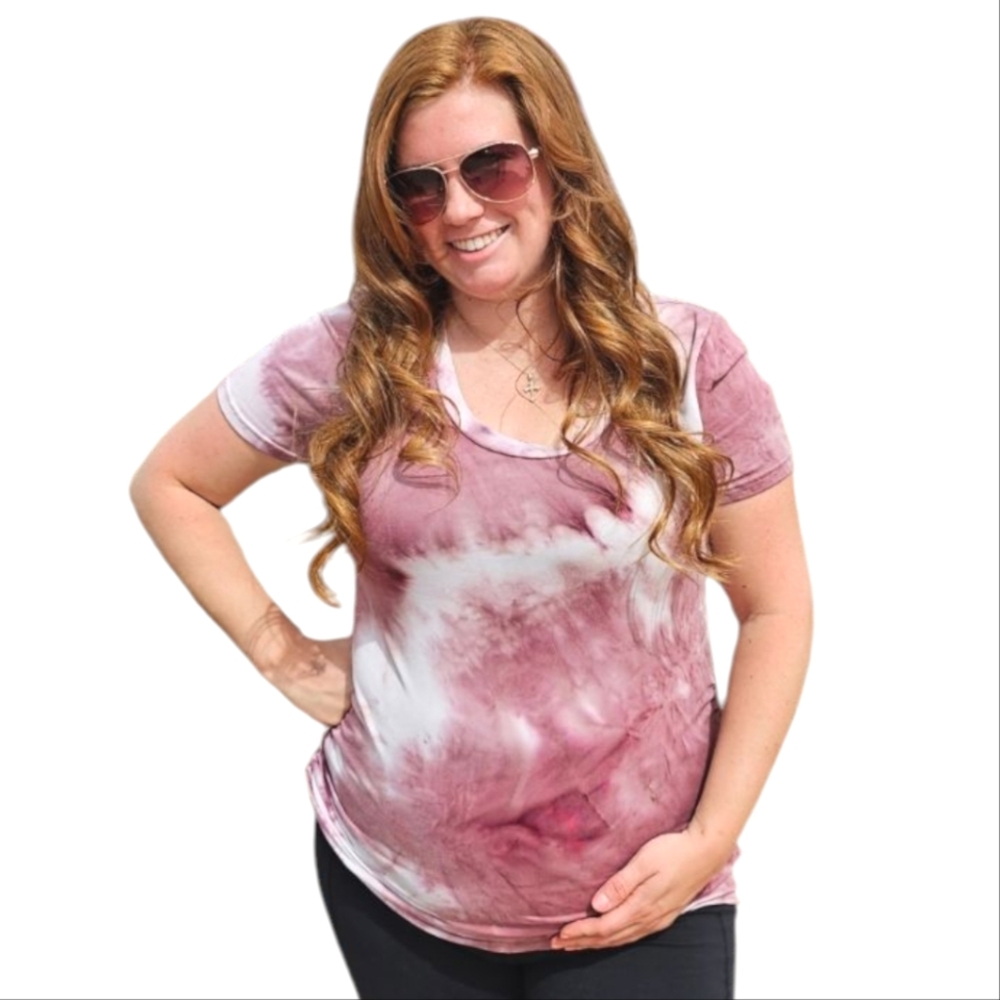 KATHY Maternity Tie-Dye V-Neck Women's Shirt